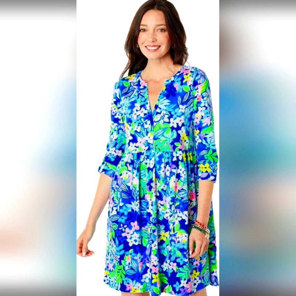 Lilly Pulitzer Vibrant Floral Long Sleeve Dress - Reposhed Item